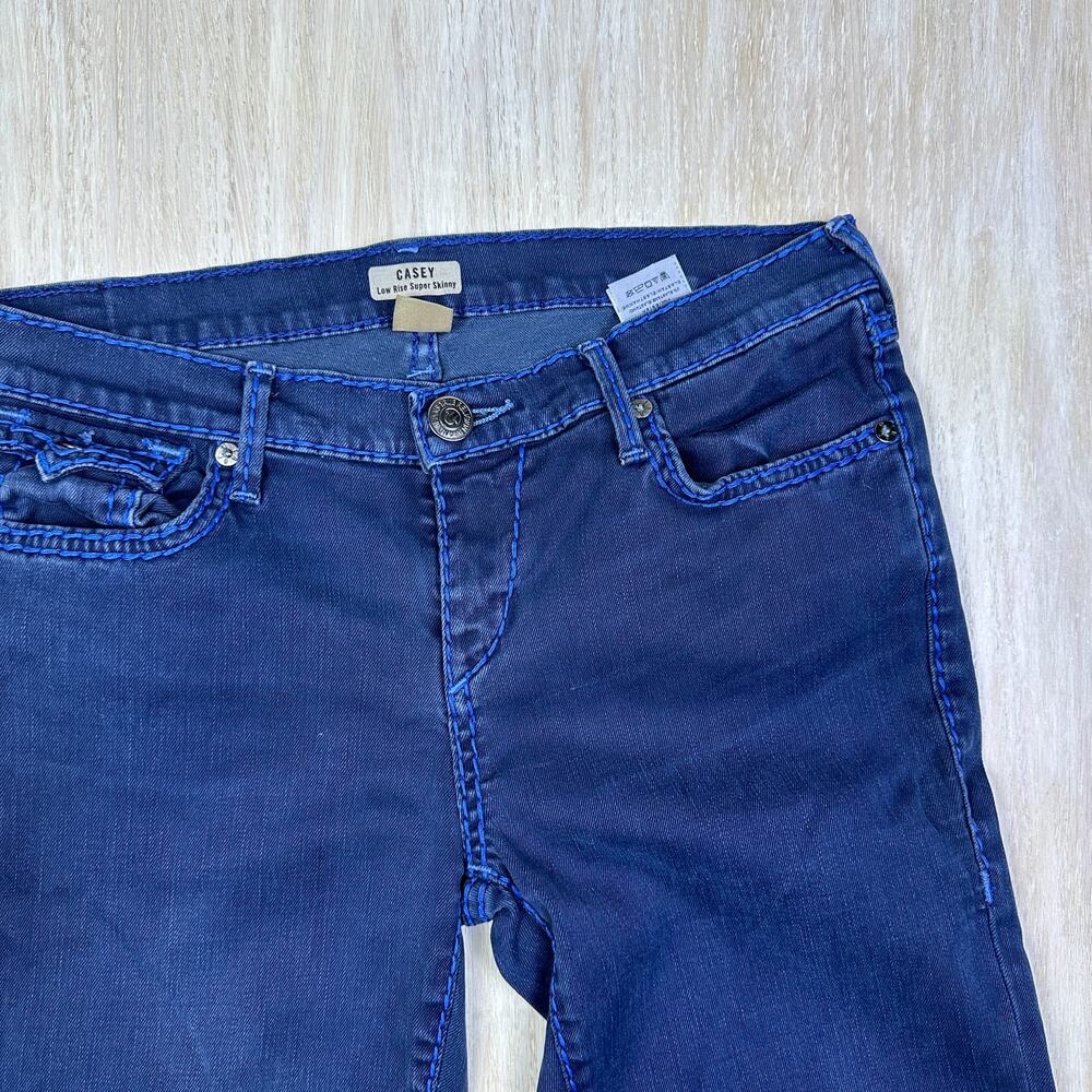 True Religion Casey Low Rise Super Skinny Dark Wash Flap Pocket Denim Jeans 29 - Picture 7 of 15